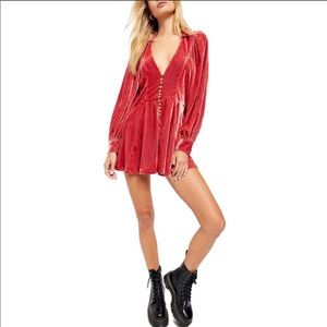 Free People One Carnaby Velvet Romper